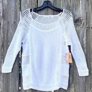 Rachel Roy Medium Sweater White Thin Knit New